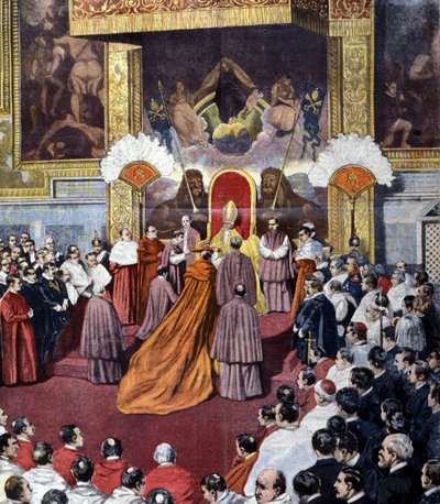 Vaticaans consistorie voorgezeten door paus Leo XIII door Unknown artist