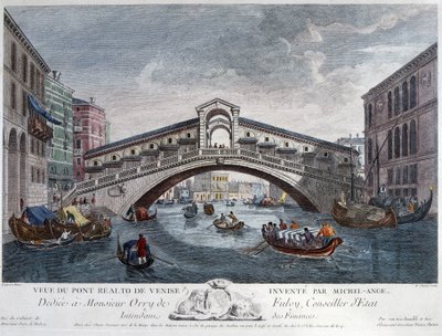 Venetië, uitzicht op de Rialtobrug - Optiek door Unknown artist