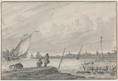 Uitzicht op Alkmaar met Boten door Unknown artist