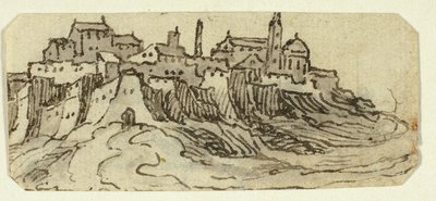 Uitzicht op Heuvelstad met Kathedraal door Unknown artist