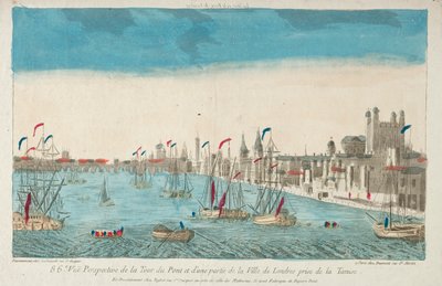 Uitzicht op London Bridge en Tower door Unknown artist