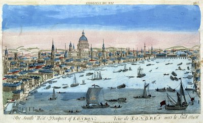 Uitzicht op Londen en de Theems, zuidwest - optisch zicht door Unknown artist