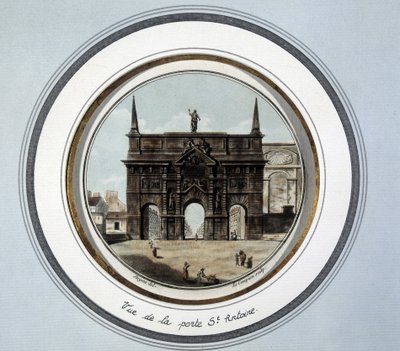 Uitzicht op de deur van St Antoine - gravure door Unknown artist