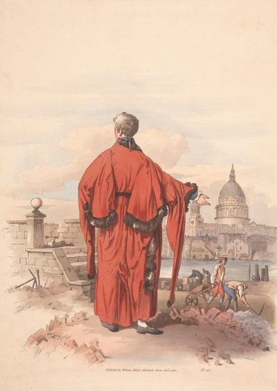 Uitzicht op St. Pauls over de Rivier met Geklede Figuur op de Voorgrond door Unknown artist