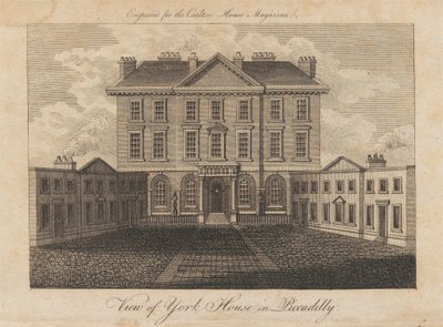 Uitzicht op York House in Piccadilly door Unknown artist