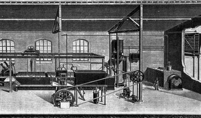 Zicht op een ijsfabriek in 1860. (Douane-installatie) door Unknown artist