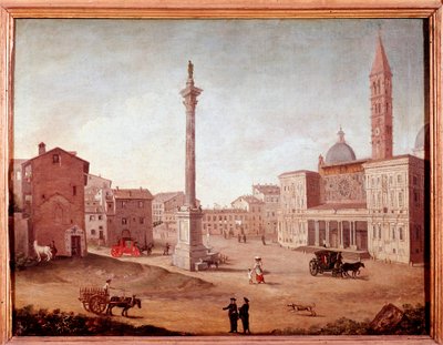 Zicht op de Basiliek van Santa Maria Maggiore in Rome door Unknown artist