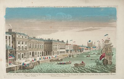 Gezicht op het Custom House en de Douana van Londen door Unknown artist