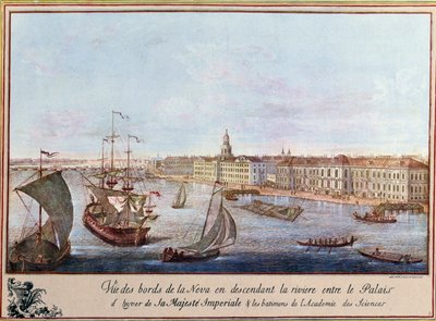 Uitzicht op de Neva bij het Winterpaleis en de Academie van Wetenschappen in Sint-Petersburg door Unknown artist
