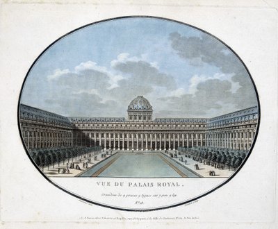 Uitzicht op het Koninklijk Paleis (binnenplaats) - gravure door Unknown artist