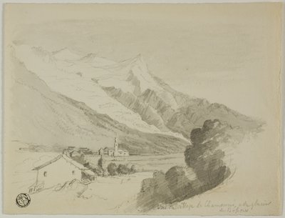 Uitzicht op het dorp Chamonix en de Bossons-gletsjer door Unknown artist
