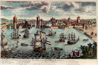 Zicht op de stad en haven van La Rochelle, Frankrijk door Unknown artist