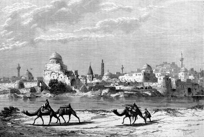 Uitzicht op de stad Mosul aan de Tigris in Irak. door Unknown artist