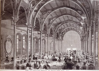 Uitzicht op het hoofdrestaurant op de Internationale Tentoonstelling van 1862 in Londen door Unknown artist
