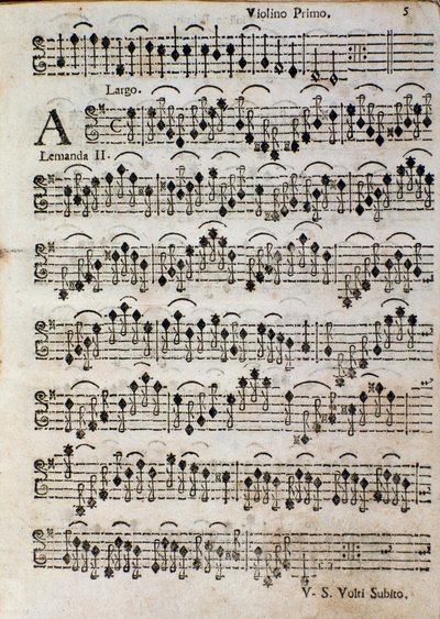 Viool. Bladmuziekpagina voor Balletto a 3, op. 3 door Tomaso Albinoni door Unknown artist