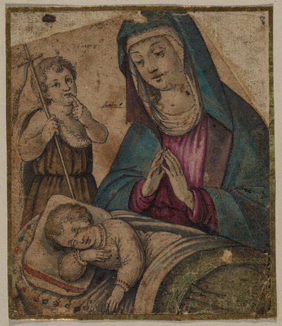 Maagd en kind met Sint Jan (recto) Onherkenbaar (verso) door Unknown artist