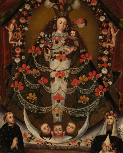 Maagd van Pomata met St. Nicolaas Tolentino en St. Rosa van Lima door Unknown artist