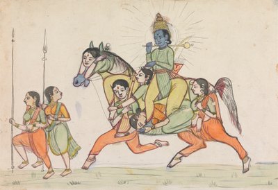 Vishnu rijdt op een paard samengesteld uit vrouwelijke bedienden door Unknown artist