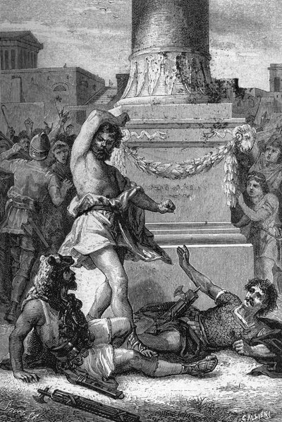 Volero Publilius weigert gearresteerd te worden 473 v.Chr. Gravure door Unknown artist