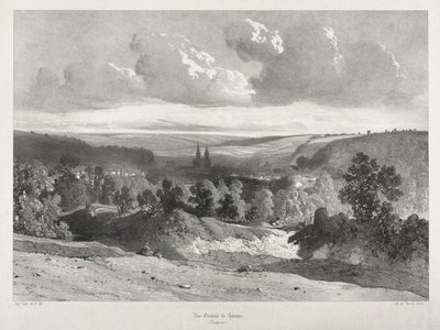 Pittoreske en romantische reizen in het oude Frankrijk. Bretagne: Algemeen uitzicht op Quimper door Unknown artist