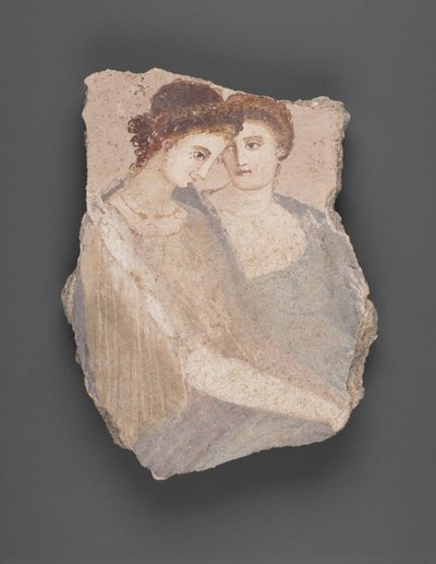 Muurfragment met twee vrouwen door Unknown artist