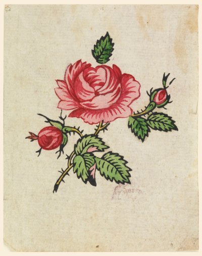 Houtsnede proefdruk voor een gedrukt textiel door Unknown artist