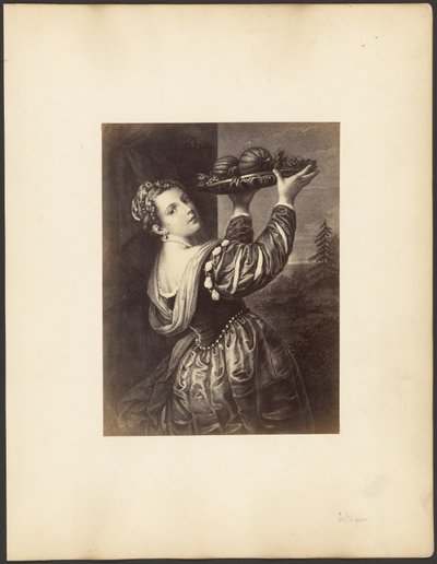 [Werk gemaakt naar Titiaans "Meisje met fruitschaal"]. door Unknown artist