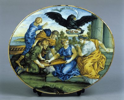 Wereld Geheime Genootschap: de sekte of Academie van Illuminati (Illuminati Illuminines de Baviere of Illuminaten). Keramiek van de 18e eeuw. Milanees door Unknown artist