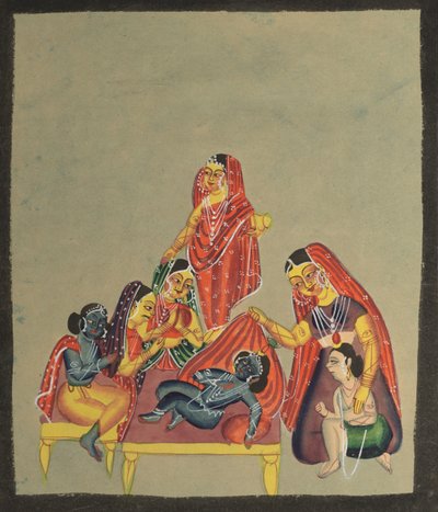 Aanbidding van de baby Krishna door Unknown artist