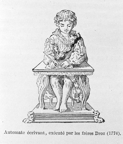 Schrijver automaat, getoond door de gebroeders Droz in 1776 door Unknown artist