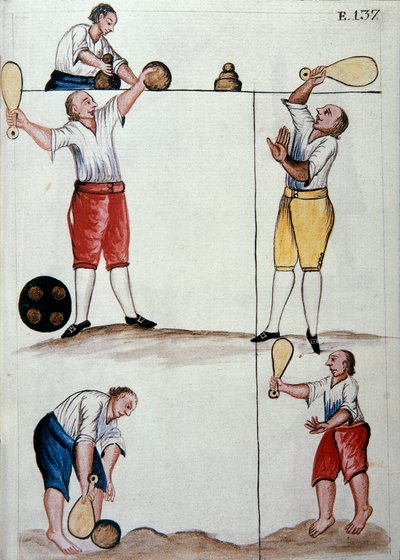 Jonge mestiezen die een balspel spelen, uit het boek 