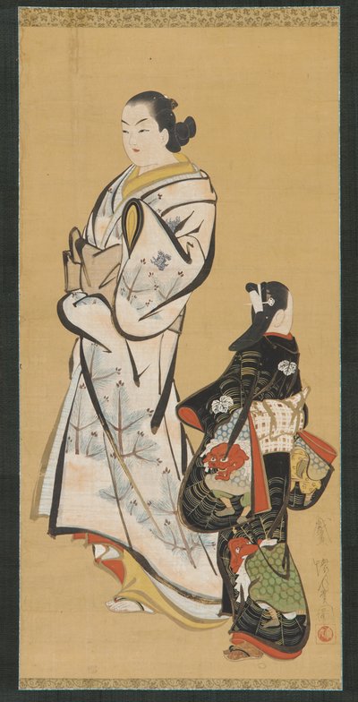 Yujo en een meisje (kamuro) door Unknown artist