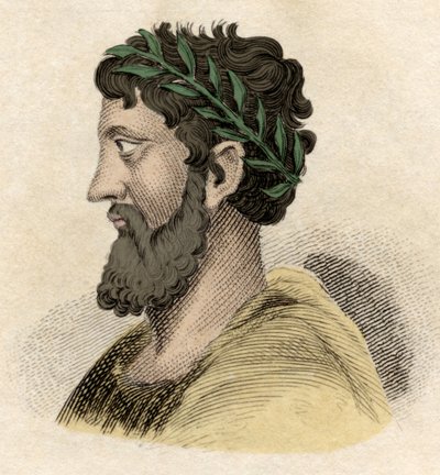 Zaleucus (of Zaleucos Zaleuco di Locri) Griekse filosoof en wetgever van de Locriërs (mensen van Italië), levend in de 7e eeuw v.Chr. Gravure uit de 19e eeuw door Unknown artist