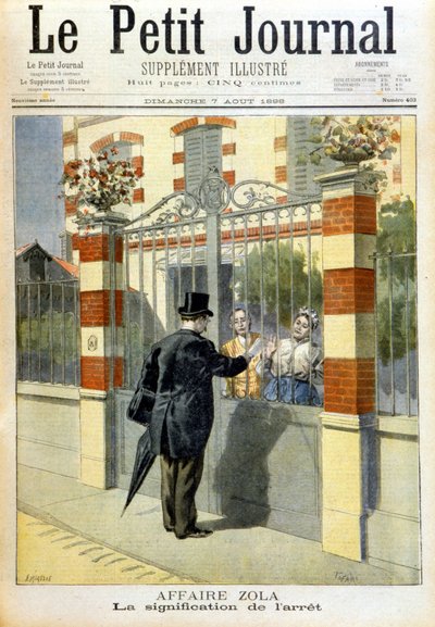Zola-zaak - dienst van oordeel. Omslag Le petit Journal, 7/8/1898 door Unknown artist