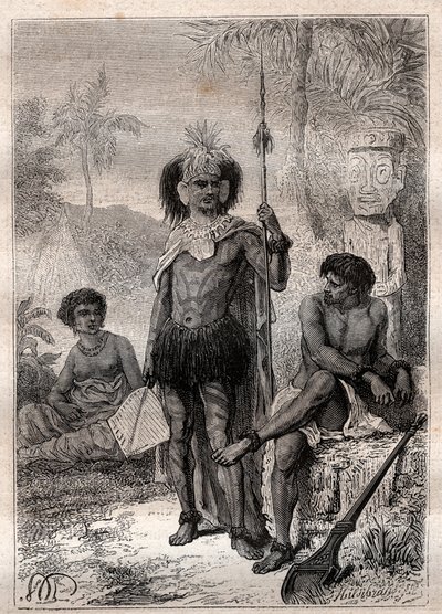Inboorlingen van de Marquesaseilanden - Reis van kapitein James Cook door Unknown artist
