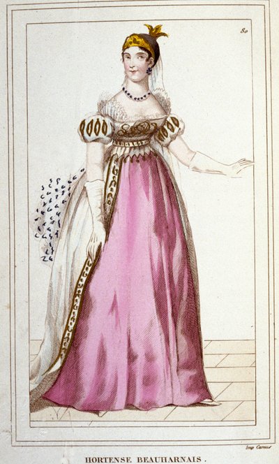 Portret van Hortense de Beauharnais Geboren in Parijs in 1783, overleden in Arenenberg, Zwitserland, in 1837, dochter van Alexandre de Beauharnais en Joséphine Tascher van de Pagerie gravure uit 1830 door Unknown artist