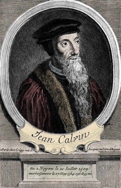 Portret van Jean Calvin, Franse religieuze hervormer en schrijver door Unknown artist