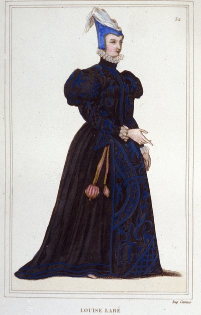 Portret van Louise Labé (ca.1524-1566), Franse dichteres door Unknown artist