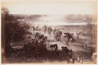 Bagagekolom tijdens het Delhi-oefenkamp, ca. 1885 door Unknown