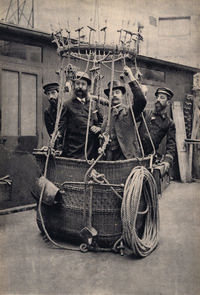 Fotografische enscenering met een heteluchtballon. Fotografie, eind 19e eeuw, Parijs. Collectie Selva door Unknown photographer