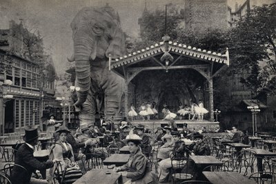 Populaire levensscène bij de Moulin Rouge in Parijs. Fotografie, eind 19e eeuw, Parijs. Coll. Selva. door Unknown photographer