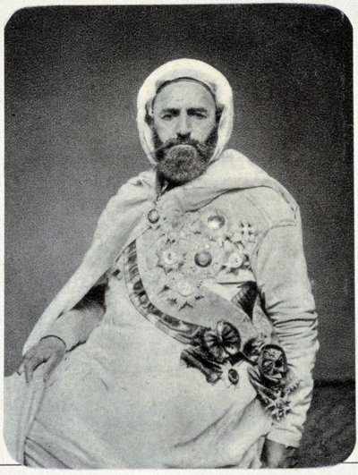 Portret van Abd-el-Kader in 1875 - foto. door Unknown photographer