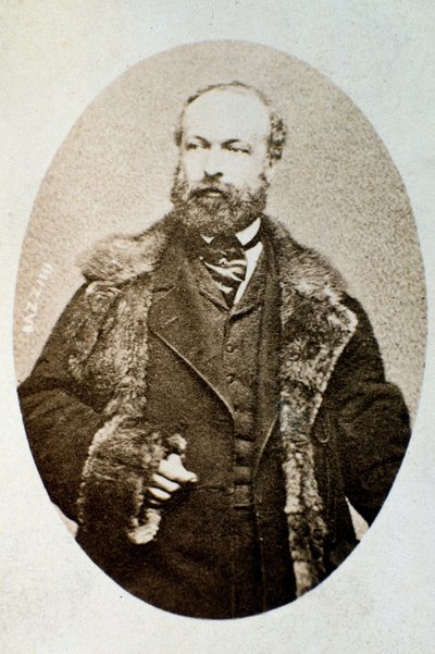 Portret van Antonio Bazzini, Italiaanse componist en violist (zwart-wit foto) door Unknown photographer