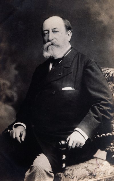 Portret van Camille Saint Saens (zw/w foto) door Unknown photographer