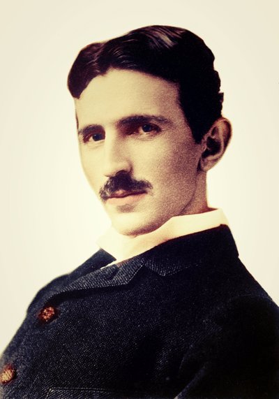 Portret van Nikola Tesla (1856-1943) - Kroatisch geboren Servische ingenieur, natuurkundige en uitvinder door Unknown photographer