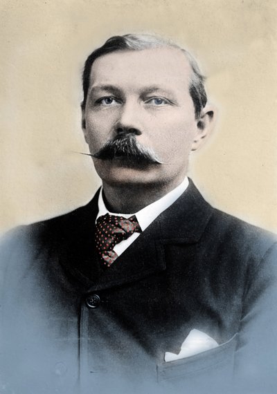 Portret van Sir Arthur Conan Doyle (1859-1930), Engelse schrijver, bedenker van het personage 