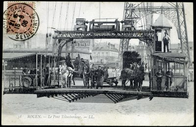 Ansichtkaart uit het begin van de 20e eeuw. Normandië, Rouen: De pontjesbrug. door Unknown photographer