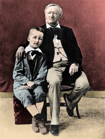 Richard Wagner met zijn zoon Siegfried Wagner (1869-1930) circa 1880 door Unknown photographer
