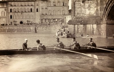 Roeien op de Arno rivier, Florence door Unknown photographer