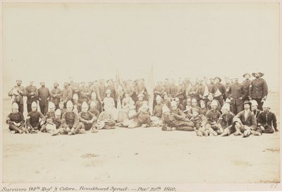 Overlevenden 94e Regt & Kleuren, Bronkhurst Spruit. - 20 dec 1880, Pretoria, Transvaal Oorlog (1880-1881), 5 april 1881 door Unknown photographer